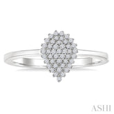 1/6 Ctw Petite Pear Shape Round Cut Diamond Cluster Fashion Ring in 10K White Gold